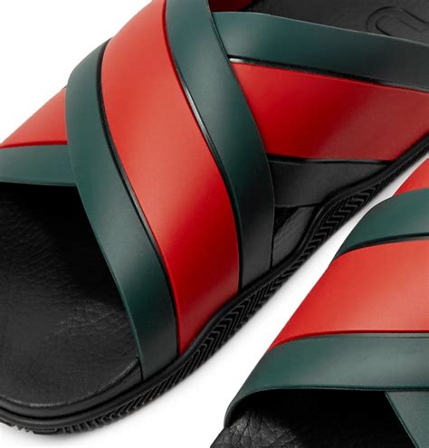 gucci stripe rubber slide sandal womens|Gucci rubber platform slide sandals.